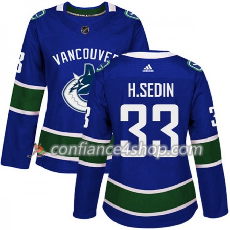 Adidas Maillot de Hockey Vancouver Canucks Henrik Sedin 33 2017-2018 Bleu Authentic - Femme